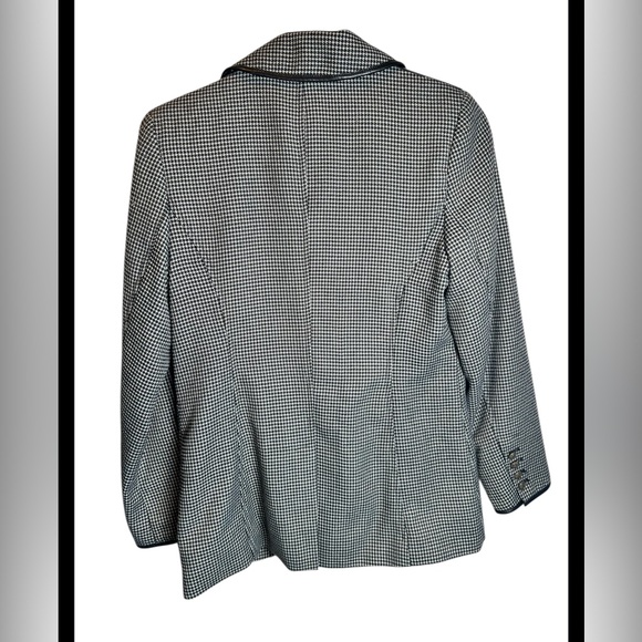 Sam Edelman Embellished Military Style Black White Houndstooth Blazer Size L - Picture 7 of 8